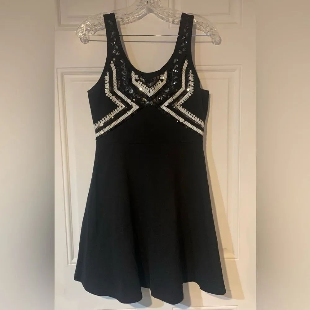 Express Black Dress with Sequin Detailing